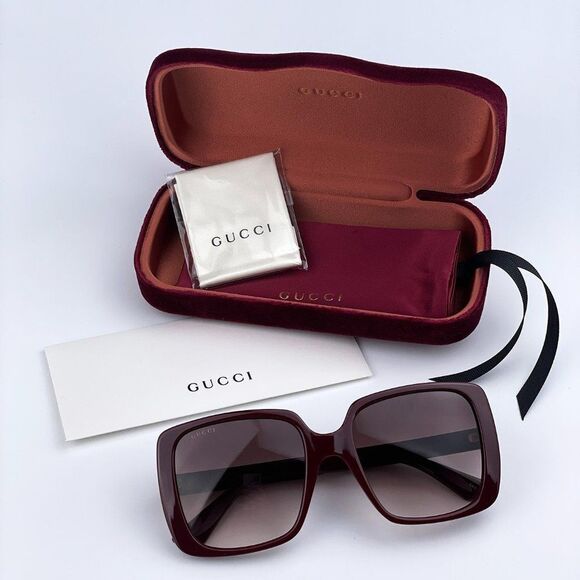 NEW GUCCI GG0632S 003 Burgundy Red Gradient Square Oversized Women Sunglasses - Picture 9 of 12